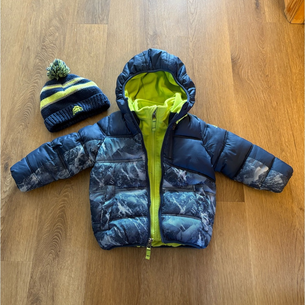 Snozu boys winter coat with matching hat